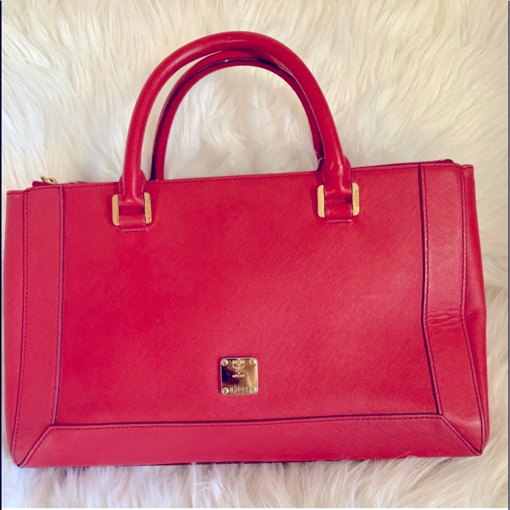 💯% MCM CORAL SATCHEL HANDBAG